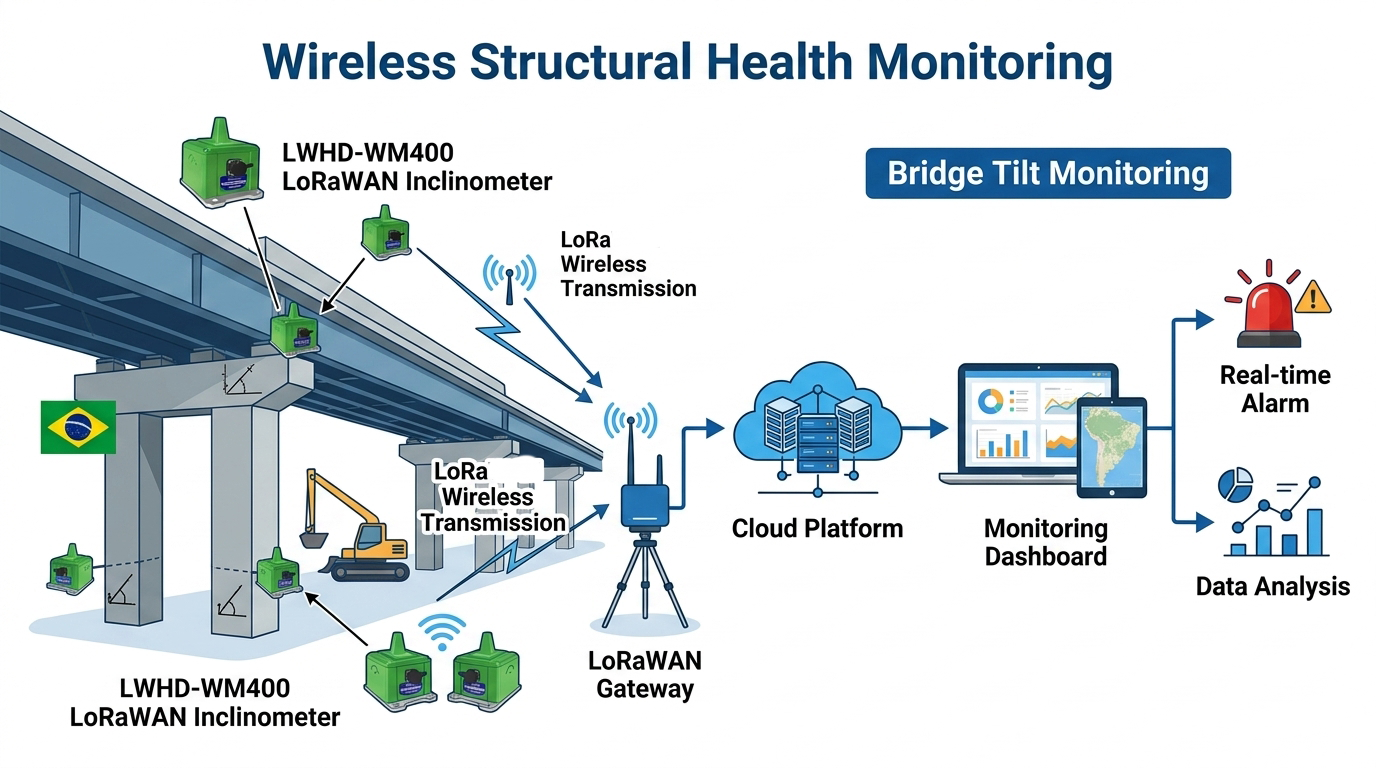 LoRaWAN Inclinometer for Elevated Bridge Tilt Monitoring in Brazil
